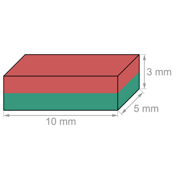 10mm x 5mm x 3mm thick Rare Earth Block Magnet N35 Super Strong Powerful 10x5x3mm Neodymium Rectangular Magnets - Изображение 2