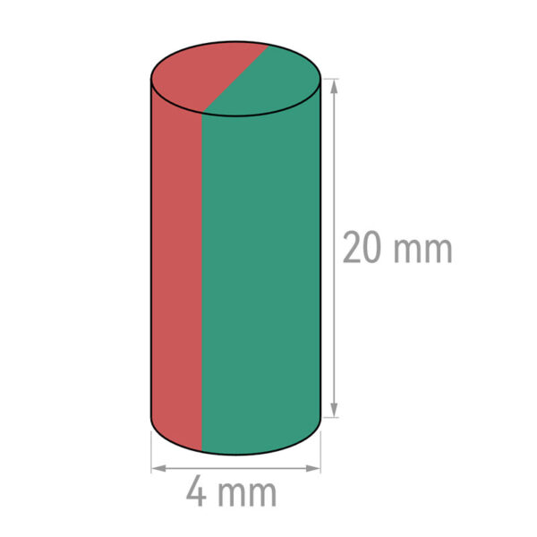 4mm x 20 mm diametraal gemagnetiseerde cilindermagneet Neodymium staafmagneten N35 4x20 mm zeldzame aarde diametrische magneten - Image 2